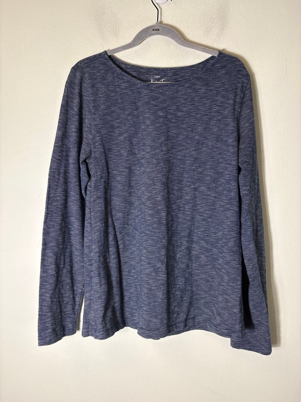 J. Crew Navy and White Stripe Cotton Long Sleeve Tee Sz XL